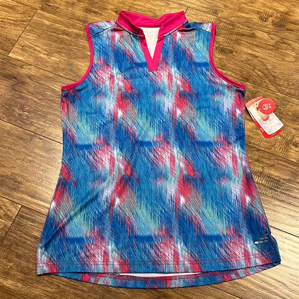 bcg women’s tennis sleeveless pink yarrow static printed ta…